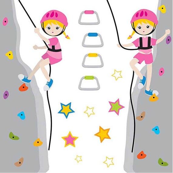 Cute rock wall climbing vector Digital Clipart Instant Etsy