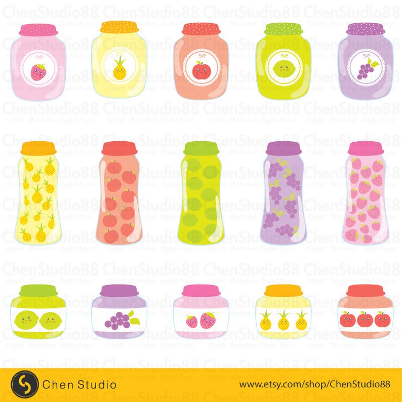 Jam jar vector Digital Clipart Instant Download EPS Pdf | Etsy