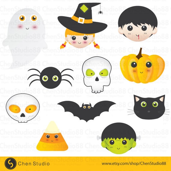 Halloween Fun Faces vector Digital Clipart Instant | Etsy