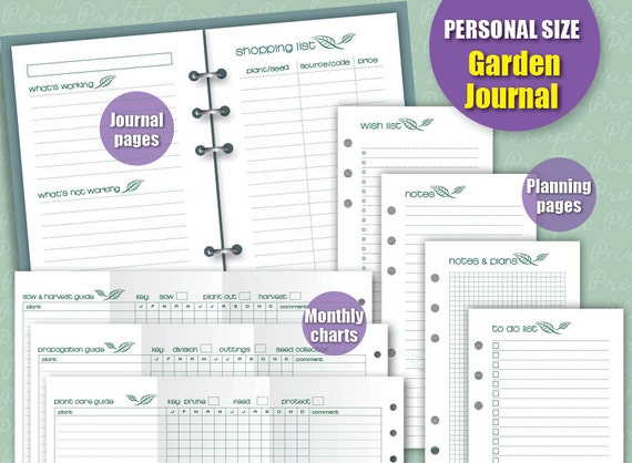 Printable Garden Journal Planning & Guide Notebook Filofax | Etsy