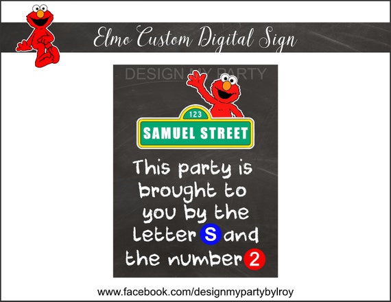 PERSONALIZED ELMO CHALKBOARD Welcome Sign, Digital File, Custom Elmo Sign, Sesame Street Welcome Sign, Elmo Party, Digital Welcome Sign. Il_570xn