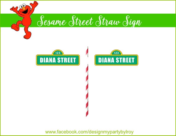 DIGITAL MINI SESAME Street Straw Signs Digital File, Sesame Street Party Printable,Sesame Street Signs,Sesame Street. Il_570xn