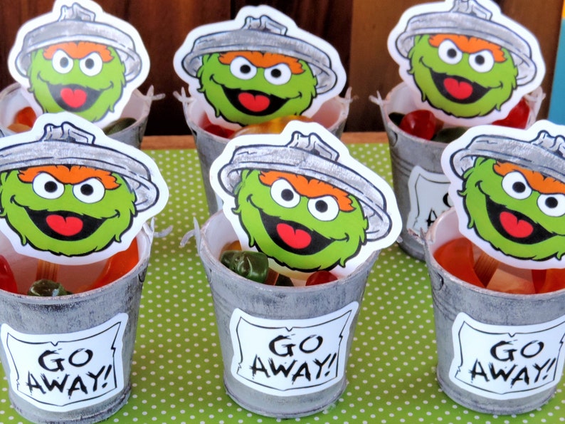 6 Oscar The Grouch Mini Trash Cansoscar The Grouch Party Etsy