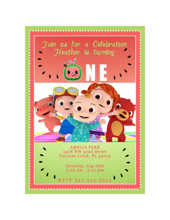 COCOMELON DIGITAL INVITATION, Cocomelon Custom Invitation, Cocomelon Party, Cocomelon Party Supplies, Cocomelon and Friends, Cocomelon. Il_570xn
