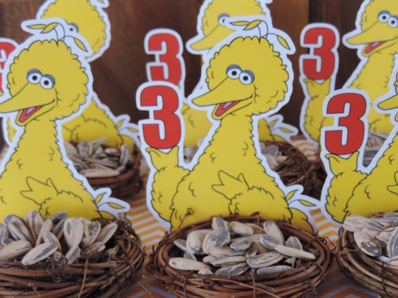 6 BIG BIRD Silhouettes with Nests, Big Bird Party Decor, Sesame Street, Bird Nest, Sesame Street Party Decoration,Sesame Street Party,Nests. Il_570xn