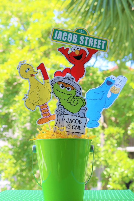 1 PERSONALIZED SESAME STREET Centerpiece,Elmo Centerpiece,Cookie Monster Centerpiece,Oscar the grouch Centerpiece,Big Bird Centerpiece,Elmo. Il_570xn
