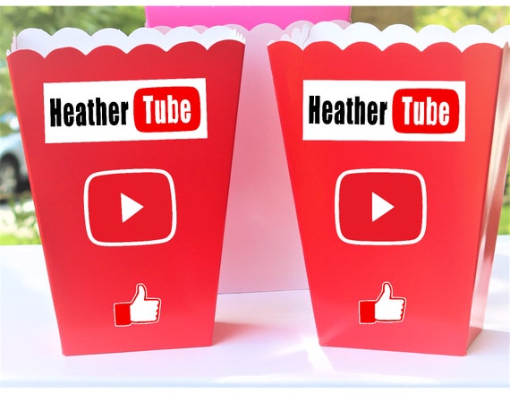 PERSONALIZED YOUTUBE FAVOR Box, Youtube Popcorn Box, Youtube Party, Youtube Party Supply, Youtube Theme Party, Youtube Party Decoration. Il_570xn