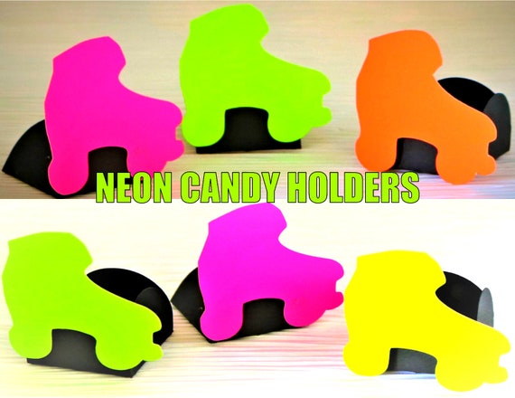NEON ROLLER SKATE Candy Holders, Neon Party Supply, Roller Skating Decoration, Roller Skating Party, Neon Skate, Glow in the dark, Neon. Il_570xn