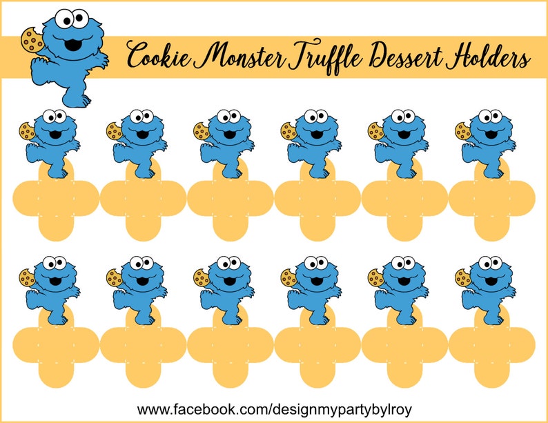 Baby Cookie Monster Cookie Monster Party Favors Cookie Etsy