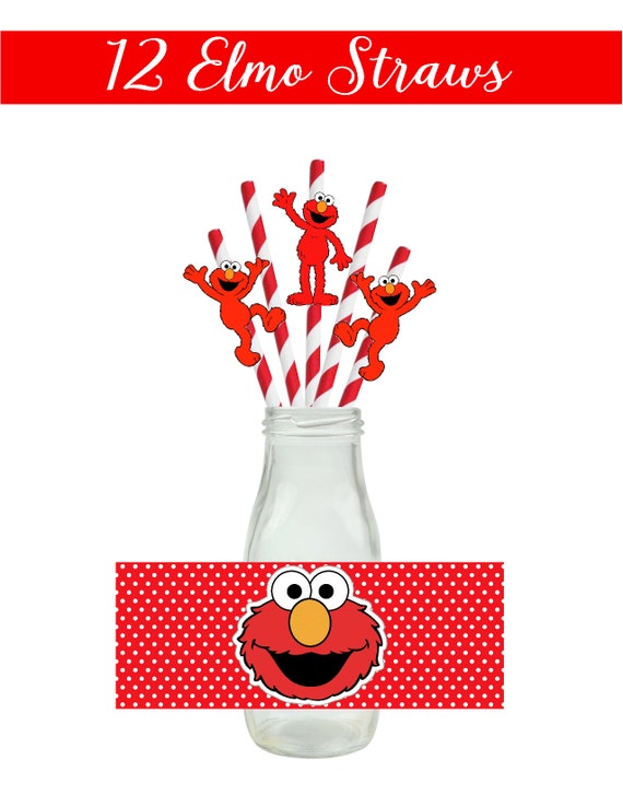 ELMO STRAWS,ELMO Party Supplies,Elmo Party Decor,Red Straws,Elmo Die Cuts with Straws,Elmo Straws with Die Cut Designs,Elmo Paper Supplies. Il_570xn
