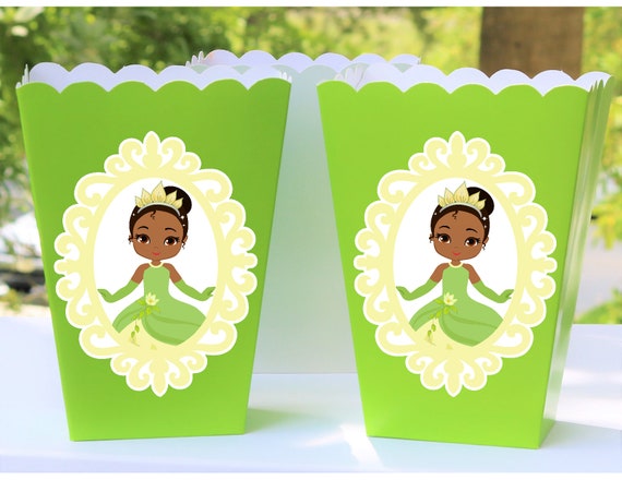 PRINCESS TIANA FAVOR Box, Baby Princess Tiana Popcorn Box, Tiana Treat Box, Princess Tiana Party Supply,Princess Tiana Party Favor Boxes. Il_570xn