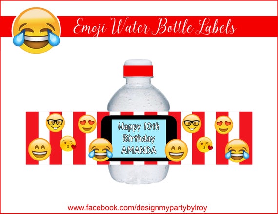 CUSTOM EMOJI WATER Labes, Digital Emoji Water Labels, Water Bottle Labels, Emoji Party Favors, Emoji Party Decoration, Emoji Paper Supplies. Il_570xn