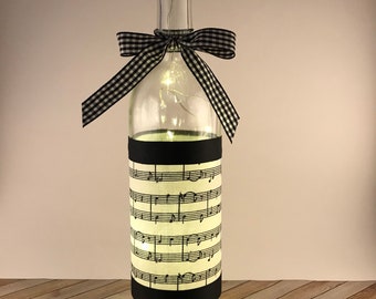 Music notes wine bottle lamp