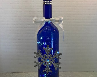 Snowflake wine bottle lamp