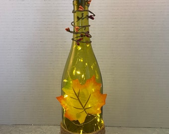 Fall Leaf wine bottle lamp