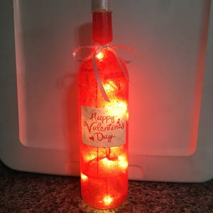 Happy Valentine&#39;s Day wine bottle lamp, Valentine&#39;s Day gift