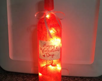 Happy Valentine's Day wine bottle lamp, Valentine's Day gift