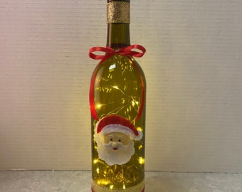 Santa wine bottle lamp