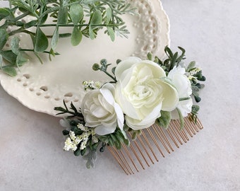 Ivory Flower Comb- Succulent Comb- Ivory Flower Hair Comb- Boho Wedding Headpiece- Ivory Wedding Accessory