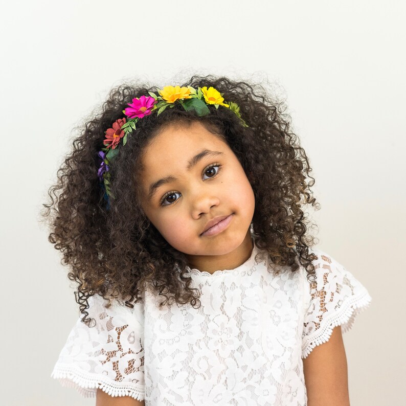 Rainbow Flower Crown Daisy Headband Rainbow Wedding Etsy