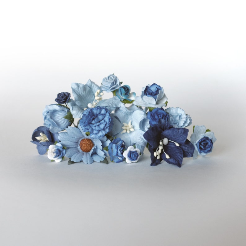 DIY Kit de couronne fleur bleu, faire votre propre couronne de fleurs, accessoire de mariage bleu, quelque chose de bleu image 2