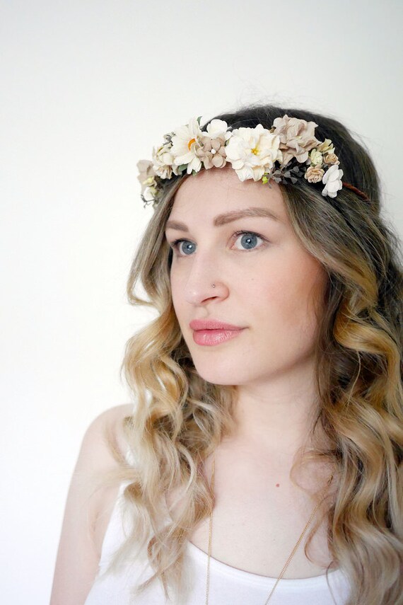 Ivory Flower Crown DIY Kit Champagne Flower Crown Wedding Etsy