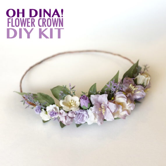 Lavender Flower Crown Diy Kit Lavender Wedding Headband Diy Etsy