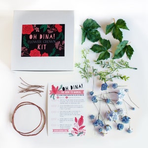 DIY Kit de couronne fleur bleu, faire votre propre couronne de fleurs, accessoire de mariage bleu, quelque chose de bleu image 1