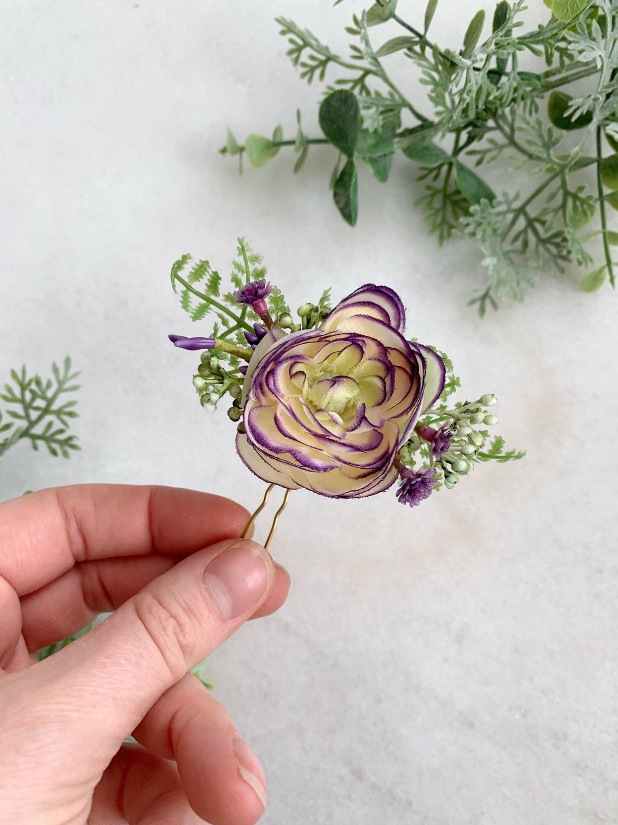 Lavender Flower Hair Pin Purple Floral Hair Pin Lavender Etsy