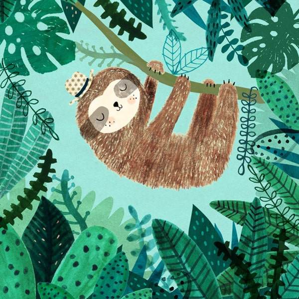 Sloth....Giclee print of an original illustration