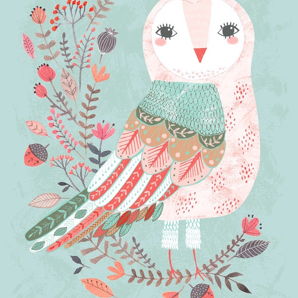 Forest Owl...Giclee print of an original illustration