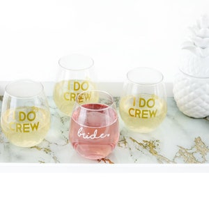 I do crew Bachelorette party bridal shower bride tribe shatterproof plastic wine glasses cups