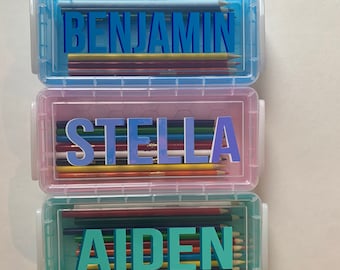 Personalized crayon case/ pencil box/ kids gift/ arts and crafts kids/back to school/art party favors/ school supply/back to school/travel