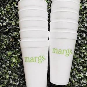 Margs cups/ margarita foam cups/independence day/fourth of July party/ Memorial Day/party in the usa/hooray for the usa