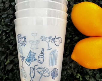 Vacation cups/Mediterranean summer Reusuable cups/girls trip/ European vacation