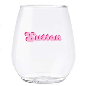 Personalized name wine glasses/ stemless plastic wine glasses/ shatterproof glasses/ party cups