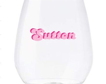Copas de vino con nombre personalizado / copas de vino de plástico sin tallo / copas irrompibles / copas de fiesta