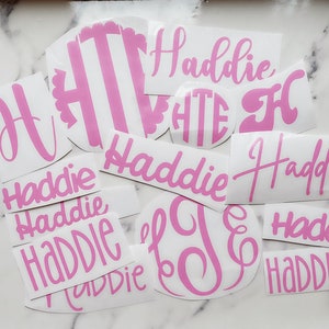 DIY decals/monogram decals/ set of monograms/sheet of name stickers/name labels/back to school/notebook folders labels names