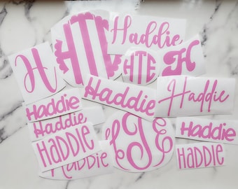DIY decals/monogram decals/ set of monograms/sheet of name stickers/name labels/back to school/notebook folders labels names