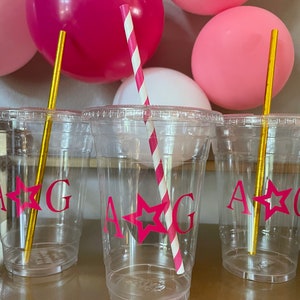 AG party cups/ dolls birthday theme/ girl dolls party supplies/ party favor/plastic cup with lid straw/ kids birthday party