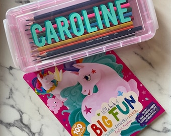 Personalized crayon case/ coloring book set/ kid gift/ arts and crafts kids/ travel activity kids/easter gift kids/art party favor