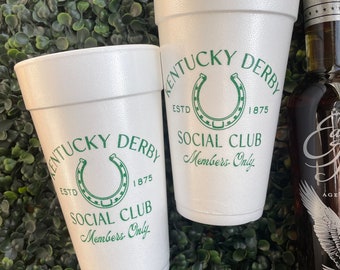 Kentucy Derby social club cups/ Derby party decor/ derby party styrofoam cups/ Kentucky Derby/let's derby cups/