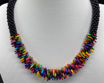 Rainbow Color necklace/mothers day jewelry/spring necklace/Chunky choker/Avant garde jewelry, statement necklace, colorful necklace, happy