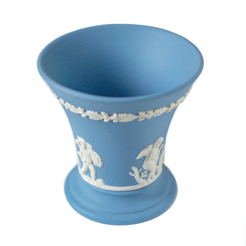 Wedgwood Seasons Blue Jasperware Vase 1970's Wedgwood Etsy
