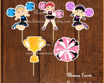 Cheerleaders cupcake toppers set 3