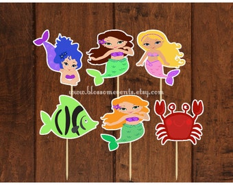 Mermaids Cupcake Toppers (12) set 2