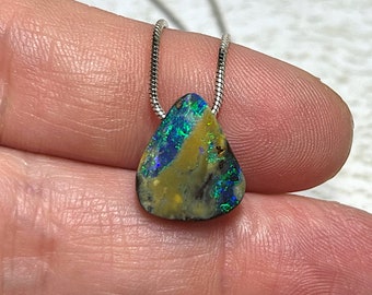 Boulder Opal Pendant Necklace, Australian Opal Necklace, Boulder Opal, Natural Stone Jewelry