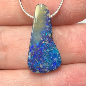 Boulder Opal Pendant Necklace: Australian Opal, Sterling Silver Chain