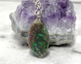 Opal Necklace, Boulder Opal Pendant, Valentine’s Day Gift