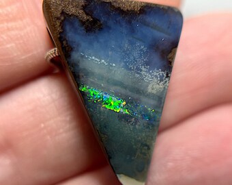 Boulder Opal Pendant Necklace, Triangle Opal Pendant, Australian Opal Pendant on Sterling Silver, One of a Kind Stone Jewelry